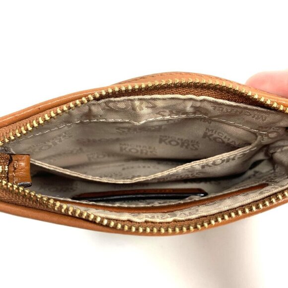 Michael Michael Kors Jet Set Wristlet Wallet Brown Canvas Leather Trim 6"x4" - Picture 9 of 15